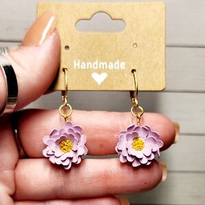 Handmade Purple Flower Earrings